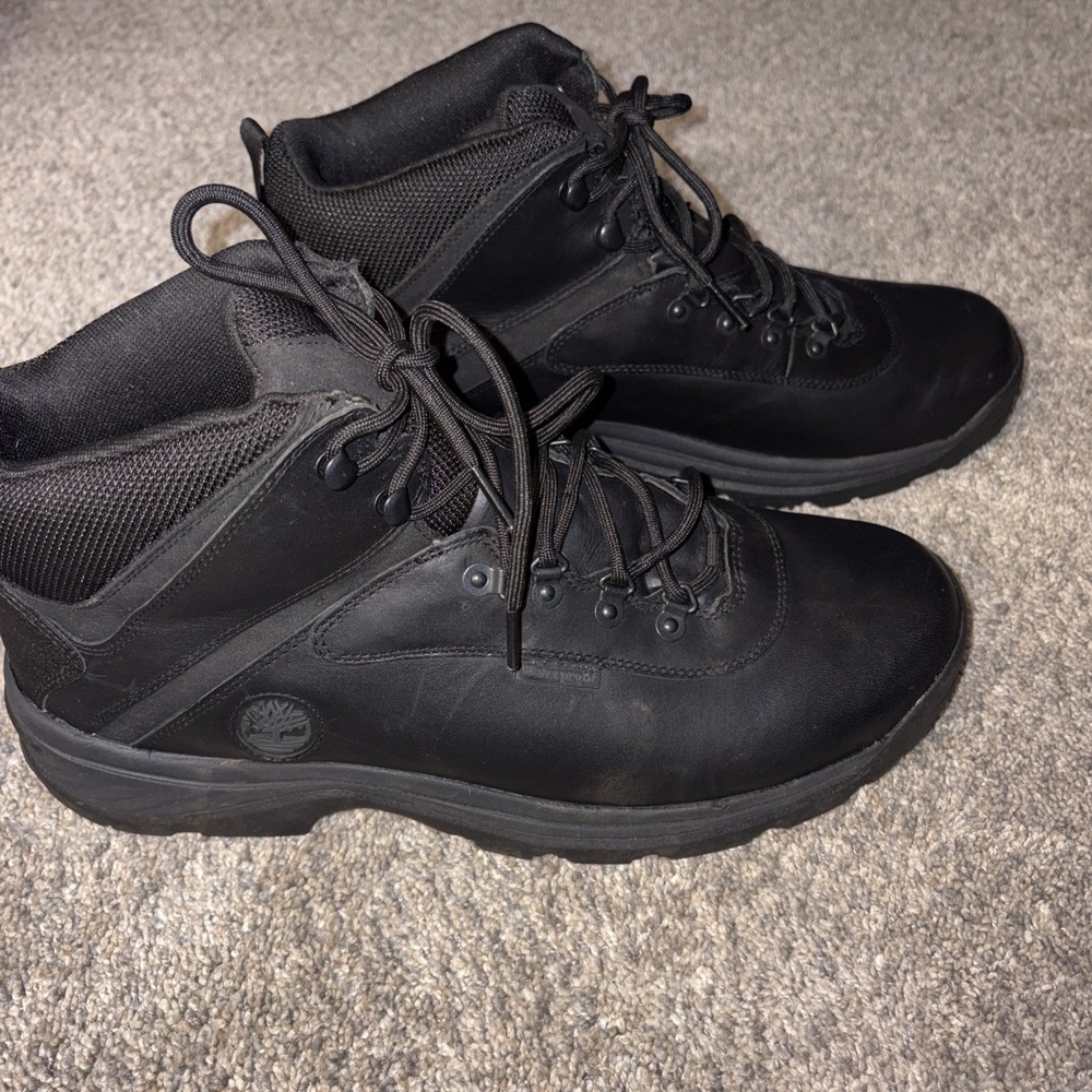 Timberland Mid Waterproof Hiking Boot Mens 13 Black Leather 12122 A85162